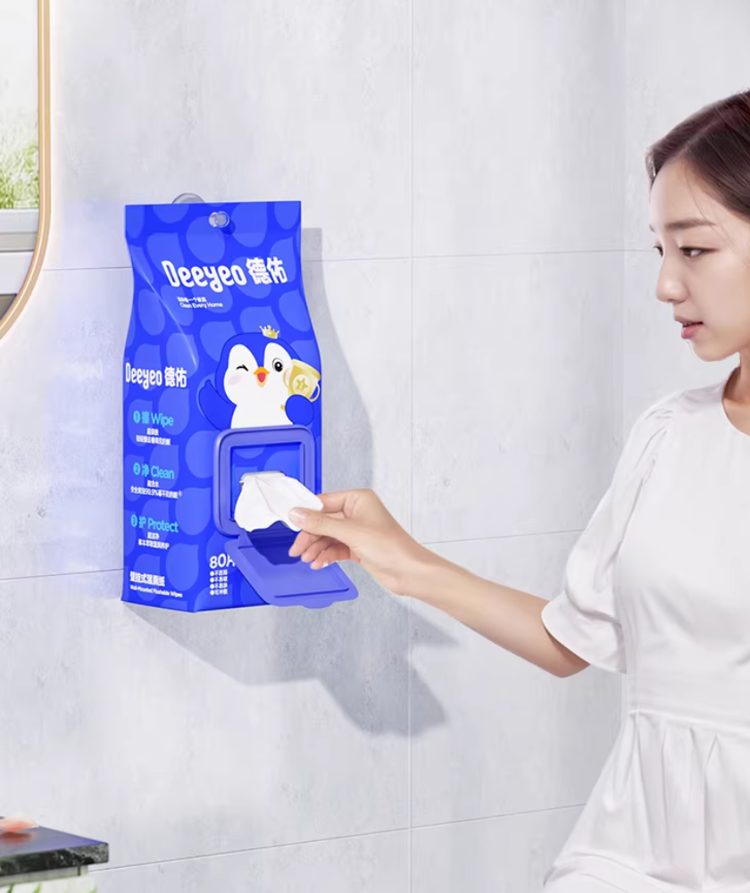 Wall-Mounted Flushable Toilet Wet Wipes