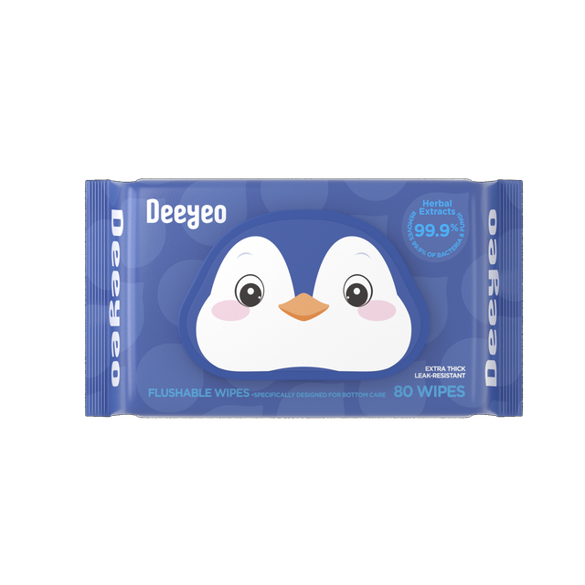 Deeyeo Flushable Toilet Wet Wipes (80 Count Family Pack & 10 Count Travel Pack)